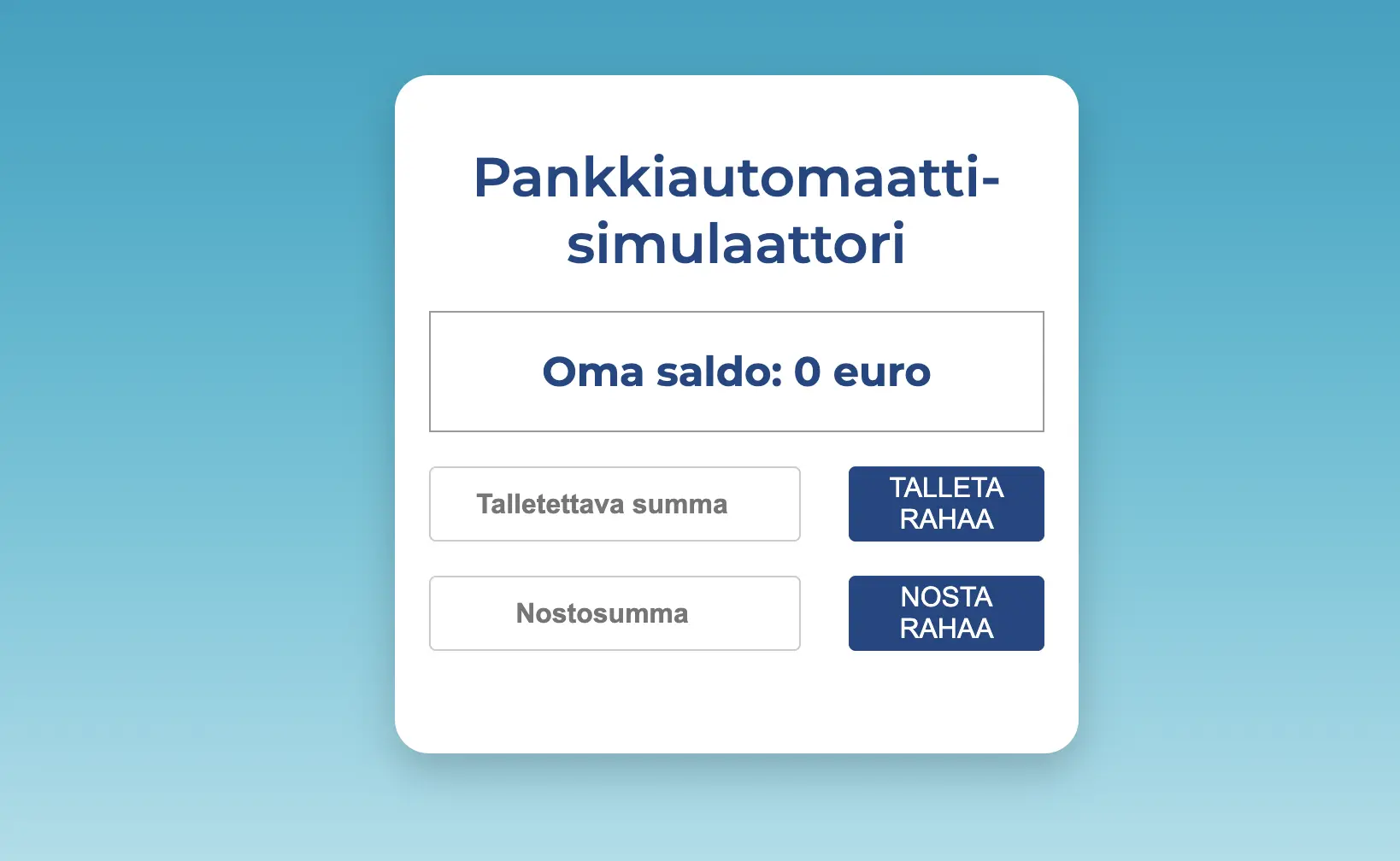 Bank atm simulator screenshot