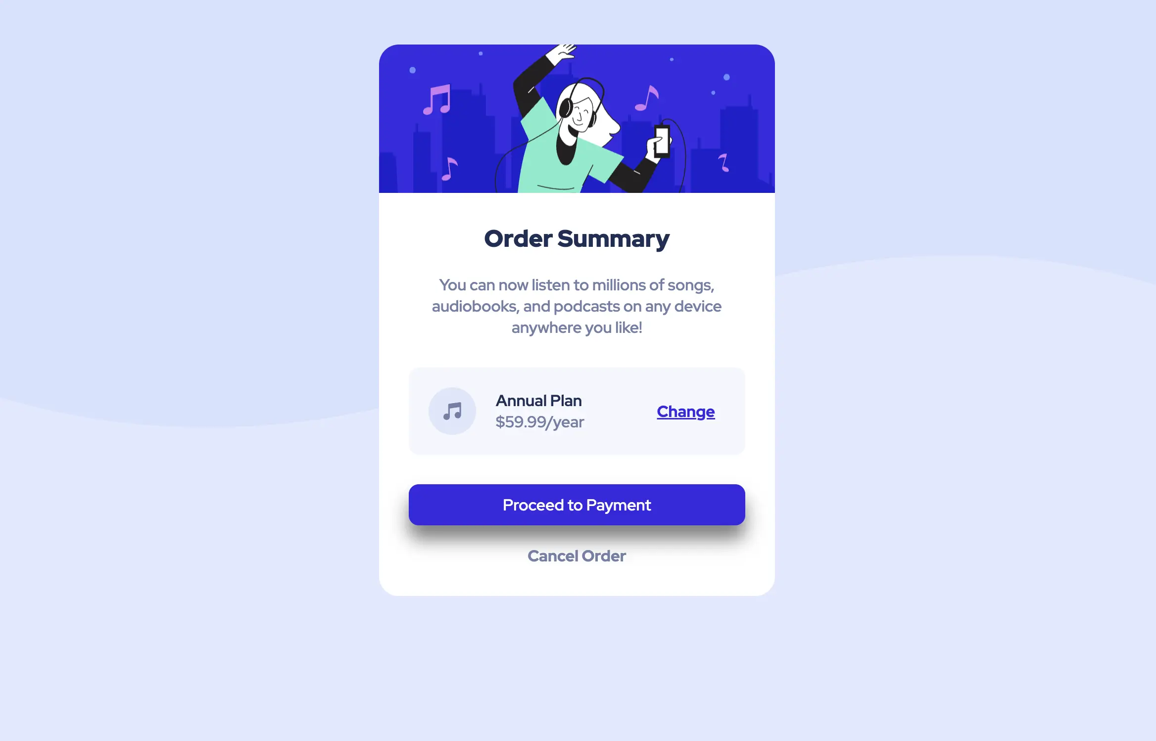 Order Summary Component screenshot